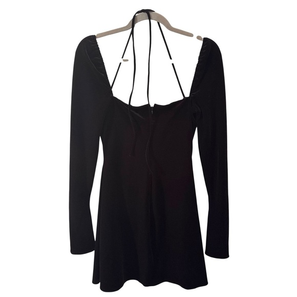 NWT House of CB Babydoll Georgette Halter Mini Dress Black Velvet Size Small - Picture 12 of 16